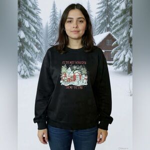 Unisex Black Holiday Graphic Sweatshirt - "Most Wonderful Time of the Year"